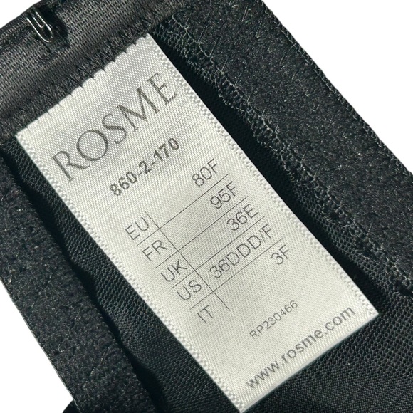 ROSME women’s black lightly padded/lined Balconette 36DDD/F underwire bra NWOT - Picture 3 of 5